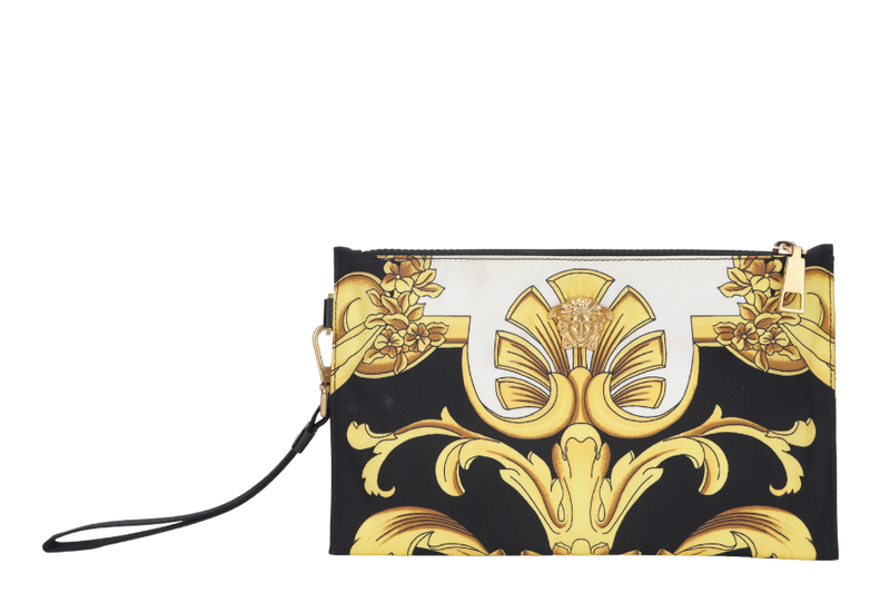 VERSACE MEDUSA NYLON CLUTCH BAROQUE PRINTS WITH CARDS, NO DUST COVER