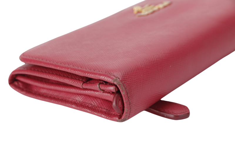 PRADA PEONY PINK SAFFIANO LONG WALLET (1MH132) WITH BOX NO CARD