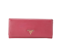PRADA PEONY PINK SAFFIANO LONG WALLET (1MH132) WITH BOX NO CARD
