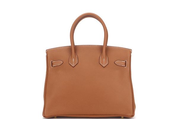 HERMES BIRKIN 30CM (STAMP U) GOLD CLEMENCE LEATHER GOLD HARDWARE, WITH LOCK KEYS, RAINCOAT, DUST COVER & BOX