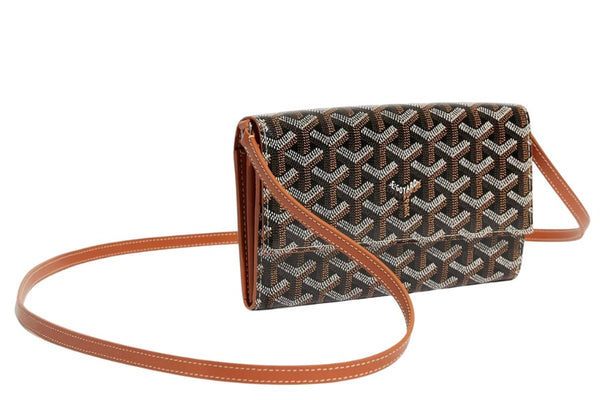GOYARD VARENNE CONTINENTAL WALLET BLACK AND TAN COLOR WITH DUST COVER