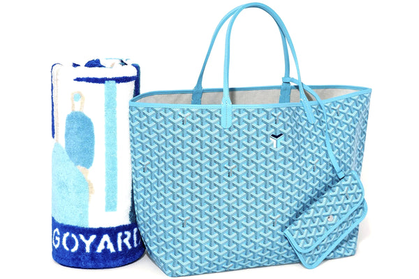 GOYARD SAINT LOUIS GM BAG (2024 LIMITED EDITION) & BALISE BEACH TOWEL, TURQUOISE COLOR, WITH DUST COVER