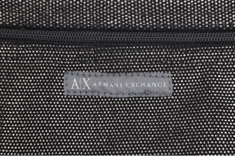 ARMANI EXCHANGE XL TOTE GUMMETAL & BLACK CANVAS  NO DUST COVER