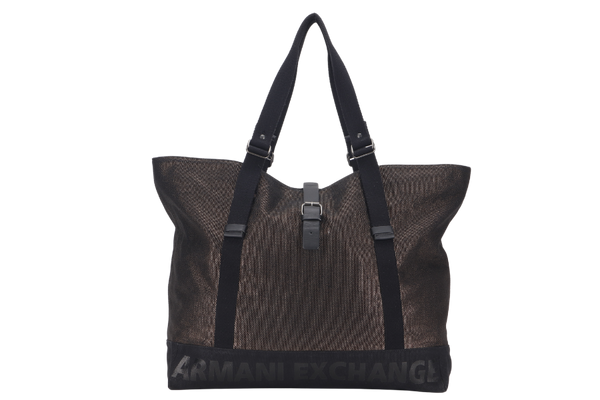 ARMANI EXCHANGE XL TOTE GUMMETAL & BLACK CANVAS  NO DUST COVER