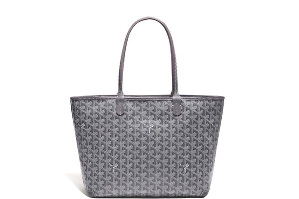 GOYARD ARTOIS PM TOTE BAG GREY CANVAS GREY LEATHER, WITH DUST COVER