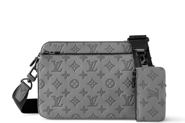 LOUIS VUITTON M46603 TRIO MESSENGER, ANTHRACITE GRAY MONOGRAM SHADOW CALF LEATHER, WITH DUST COVER & BOX