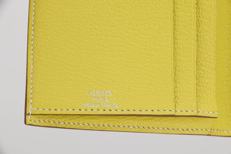 HERMES EVELYNE WALLET (STAMP O) YELLOW SOUFLE COLOR CHEVRE LEATHER, WITH BOX