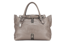 FENDI GRAND BORGHESE GREY COLOR LEATHER VILLA SELLERIA TOTE BAG WITH DUST COVER