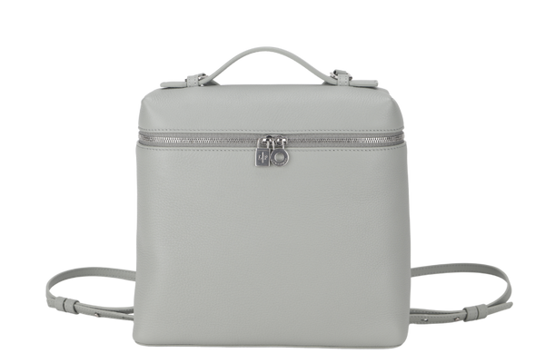 LORO PIANA BACKPACK L23.5 EUCALYPTUS (50BD) GRAINED CALFSKIN SILVER LEATHER WITH DUST COVER & BOX