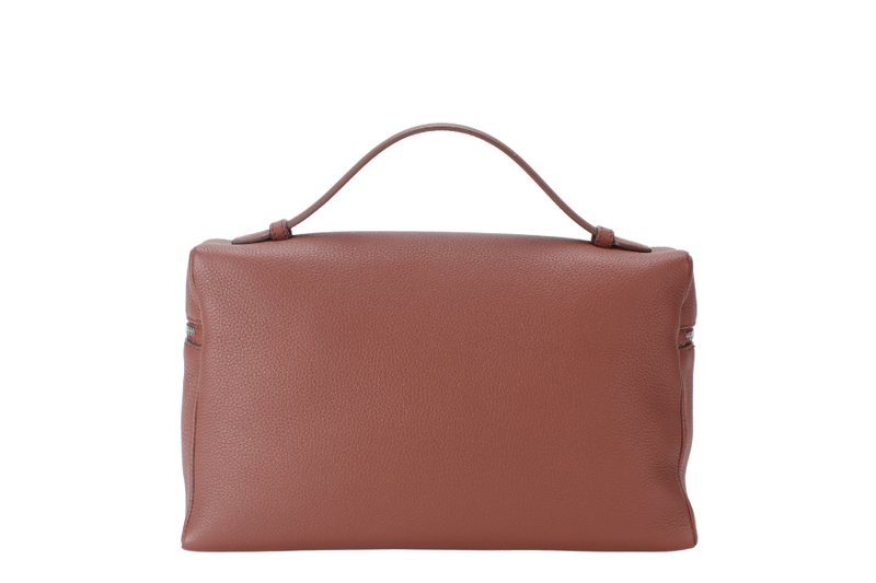 LORO PIANA EXTRA BAG L27 BARK TREE COLOR (HOMC) GRAINED CALFSKIN SILVER HARDWARE WITH DUST COVER AND BOX