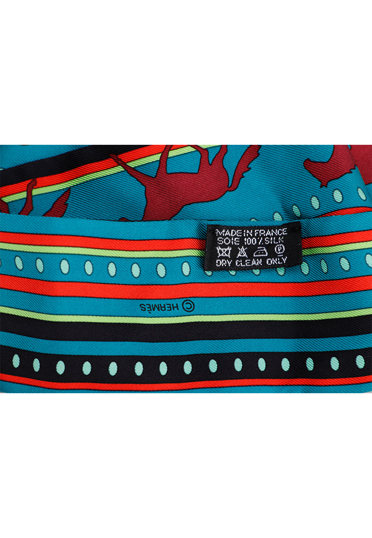 HERMES DARK GREEN & BROWN HORSES SILK TWILLY