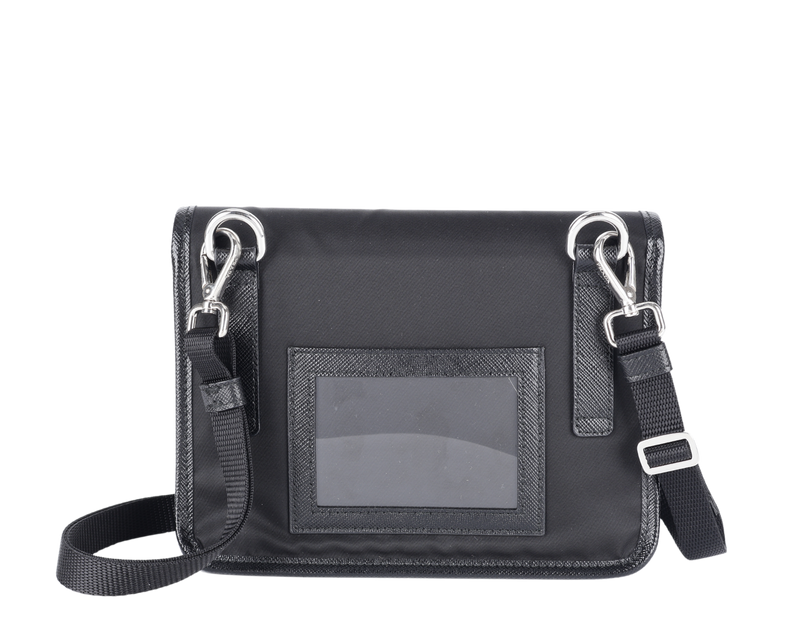 PRADA RE-NYLON BLACK SLING POUCH WITH STRAPS, DUST COVER AND BOX