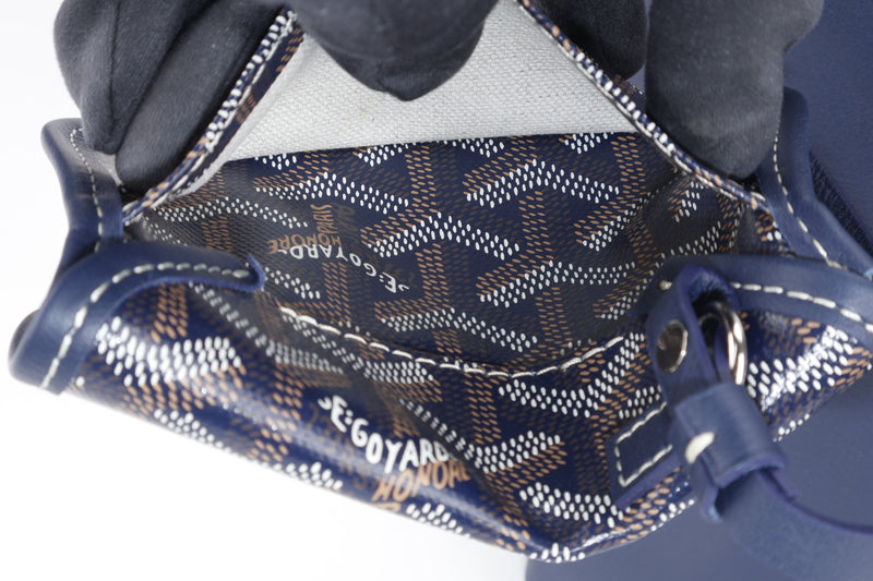 GOYARD MINI ANJOU NAVY BLUE GOYARDINE WITH POUCH WITH DUST COVER
