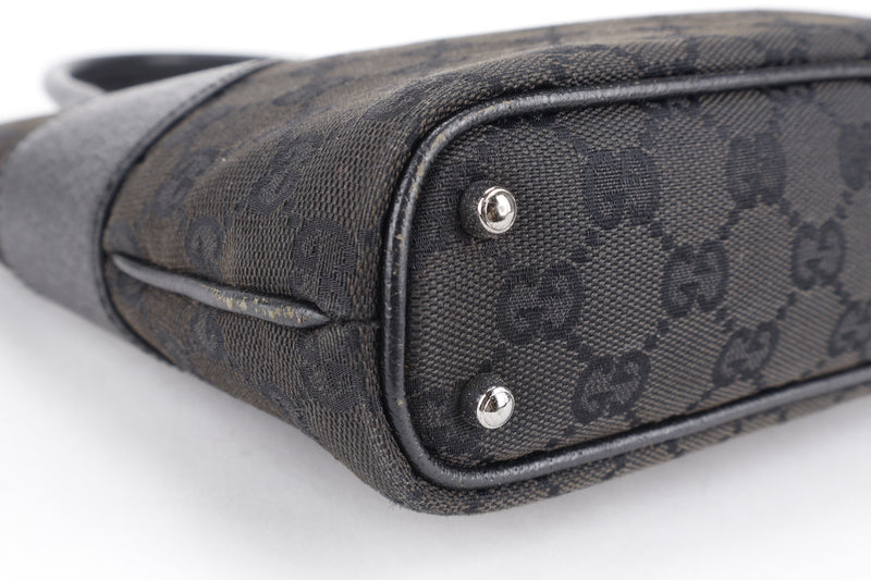 GUCCI BLACK CANVAS TOTE BAG SILVER HARDWARE NO DUST COVER