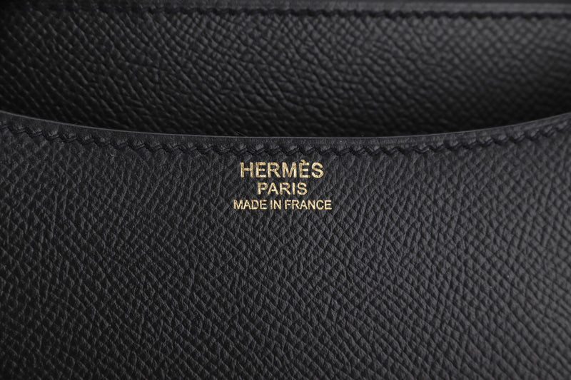 HERMES CONSTANCE 24 (STAMP Z) BLACK EPSOM, GOLD HARDWARE, WITH DUST COVER & BOX