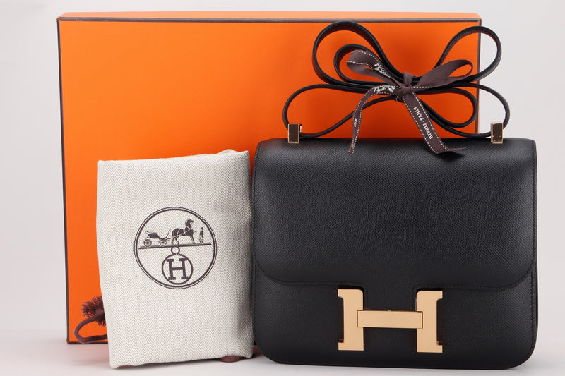 HERMES CONSTANCE 24 (STAMP Z) BLACK EPSOM, GOLD HARDWARE, WITH DUST COVER & BOX