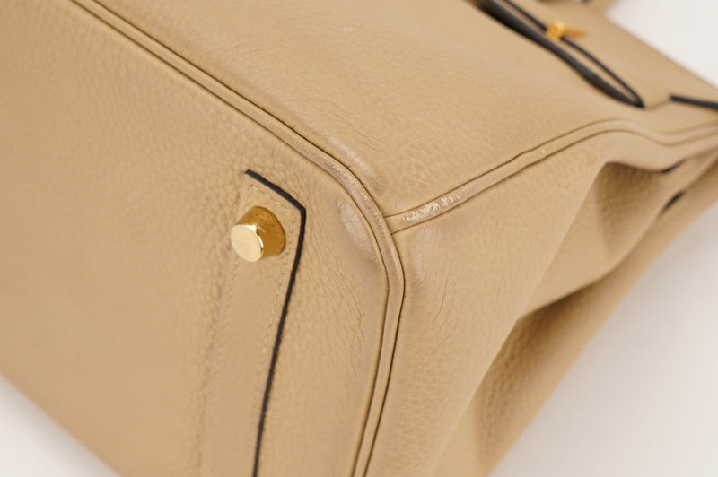 HERMES BIKRIN 30 (STAMP ACT674 MH) TRENCH COLOR TOGO LEATHER GOLD HARDWARE, WITH KEYS, LOCK, RAINCOAT, DUST COVER & BOX