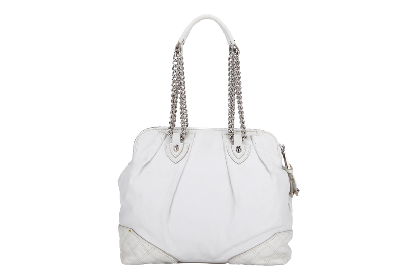 MARC JACOBS WHITE LEATHER SHOULDER BAG SILVER HARDWARE NO DUST COVER