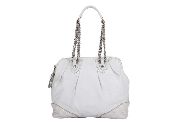 MARC JACOBS WHITE LEATHER SHOULDER BAG SILVER HARDWARE NO DUST COVER