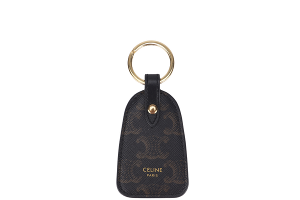 CELINE KEY HOLDER BLACK IN TRIOMPHE CANVAS & CLAFSKIN GOLD HARDWARE, WITH DUST COVER & BOX