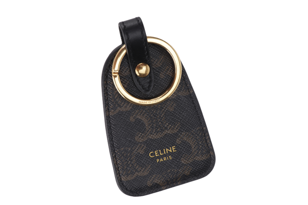 CELINE KEY HOLDER BLACK IN TRIOMPHE CANVAS & CLAFSKIN GOLD HARDWARE, WITH DUST COVER & BOX