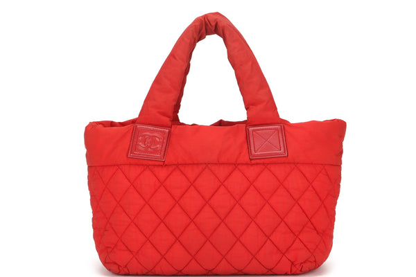 CHANEL COCO COCOON REVERSIBLE BAG (1359xxxx) RED & OLIVER GREEN COLOR NYLON, WITH CARD, NO DUST COVER
