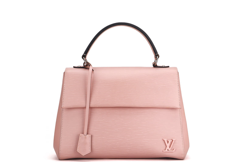 louis vuitton cluny bb (ca3186) pink epi leather silver hardware, with strap, dust cover & box