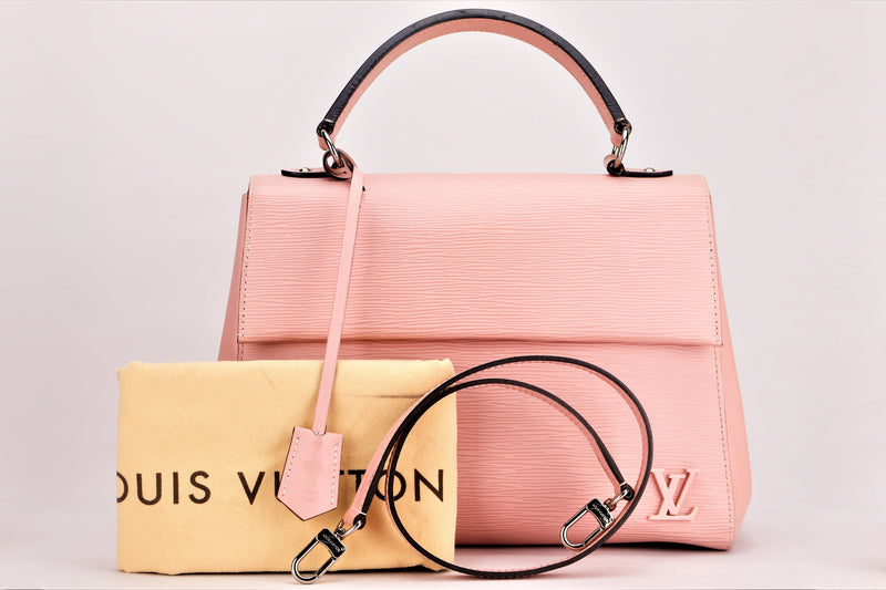 LOUIS VUITTON CLUNY BB (CA3186) PINK EPI LEATHER SILVER HARDWARE, WITH STRAP, DUST COVER & BOX