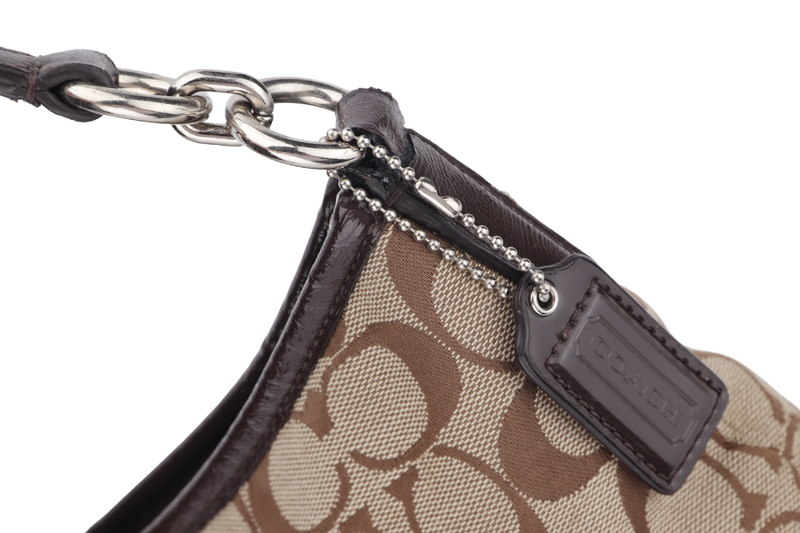 COACH CROSSBODY BAG (N2D1405-F29941) BROWN MONOGRAM SILVER HARDWARE, WITH STRAP & DUST COVER