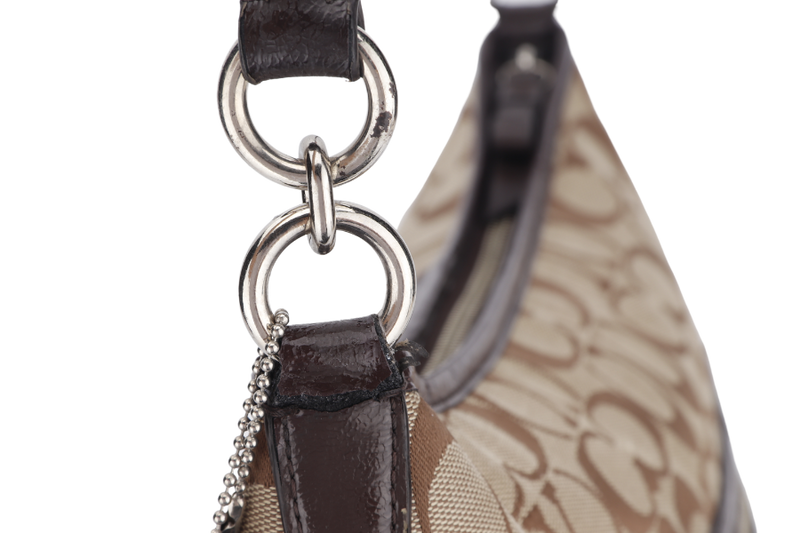 COACH CROSSBODY BAG (N2D1405-F29941) BROWN MONOGRAM SILVER HARDWARE, WITH STRAP & DUST COVER