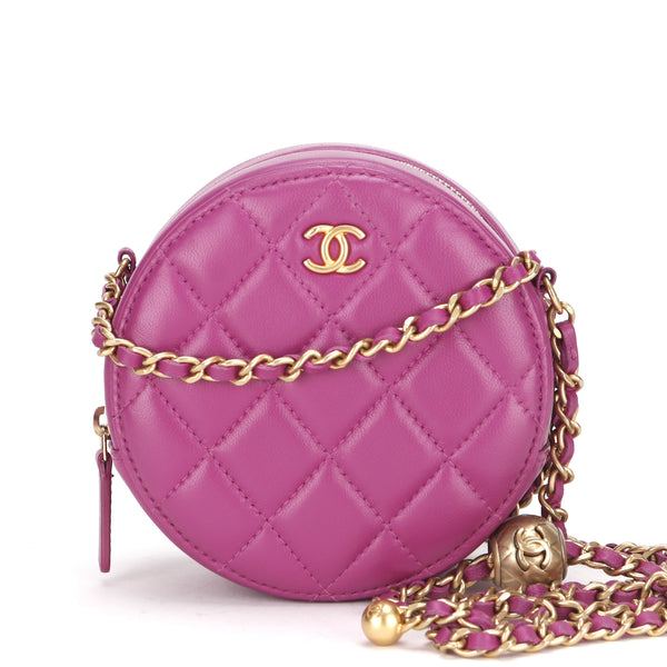 CHANEL PEARL CRUSH ROUND CLUTCH WITH CHAIN 