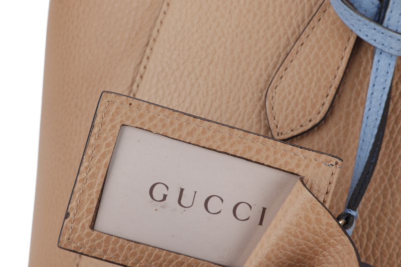 GUCCI DOLLAR SWING TOTE (354408.204991) LIGHT BROWN MINERAL BLUE CALFSKIN GOLD HARDWARE NO DUST COVER