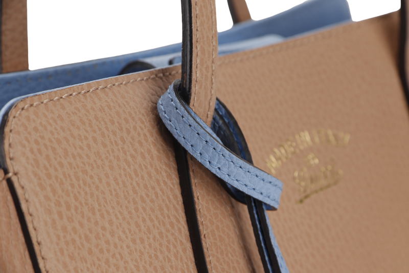 GUCCI DOLLAR SWING TOTE (354408.204991) LIGHT BROWN MINERAL BLUE CALFSKIN GOLD HARDWARE NO DUST COVER