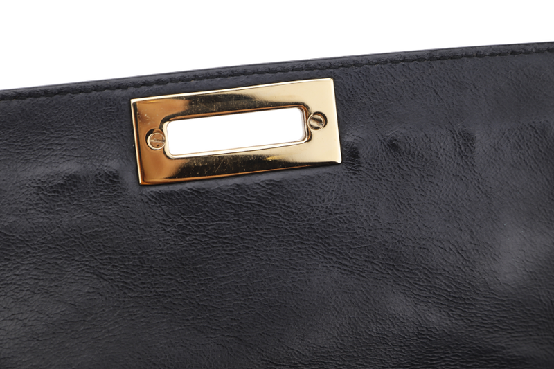 SALVATORE FERRAGAMO SOFIA TOP HANDLE MEDIUM BLACK SATCHEL LEATHER GOLD HARDWARE, WITH STRAP, NO DUST COVER