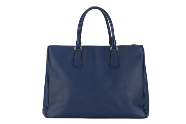 PRADA LARGE GALLERIA DOUBLE ZIP TOTE BLUE SAFFIANO LUX LEATHER GOLD HARDWARE S-N 25 WITH DUST COVER , NO CARD