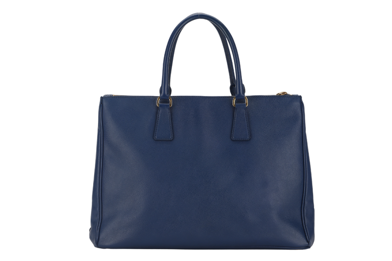 PRADA LARGE GALLERIA DOUBLE ZIP TOTE BLUE SAFFIANO LUX LEATHER GOLD HARDWARE S-N 25 WITH DUST COVER , NO CARD