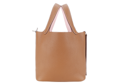 HERMES PICOTIN 18 CLEMENCE ECLAT TAURILLON GOLD ROSE SAKURA STAMP W (YEAR 2024) SILVER HARDWARE WITH LOCK&KEYS, DUST COVER, BOX AND PAPER BAG
