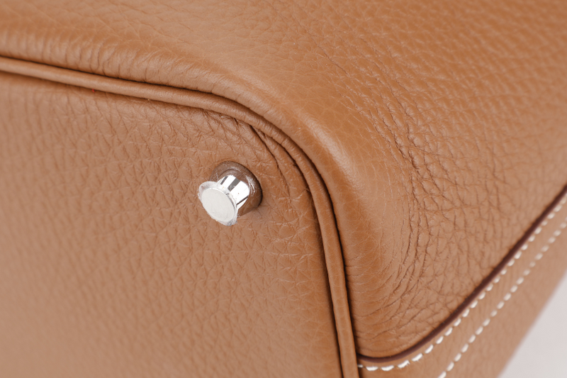 HERMES PICOTIN 18 CLEMENCE ECLAT TAURILLON GOLD ROSE SAKURA STAMP W (YEAR 2024) SILVER HARDWARE WITH LOCK&KEYS, DUST COVER, BOX AND PAPER BAG