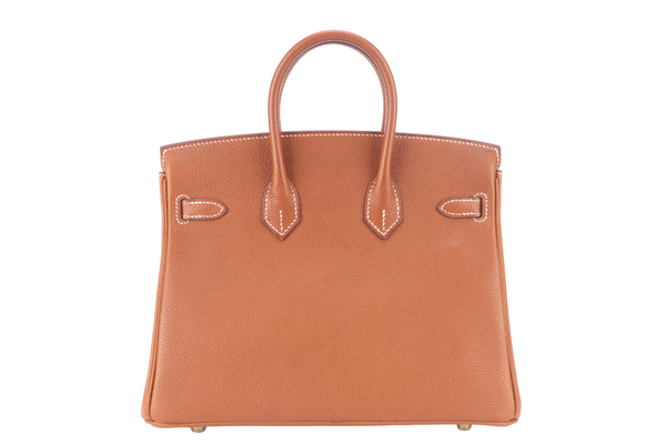 HERMES BIRKIN 25 FAUVE BARENIA FAUBOURG LEATHER STAMP K (YEAR 2025) GOLD HARDWARE WITH LOCK & KEYS, DUST COVER AND BOX