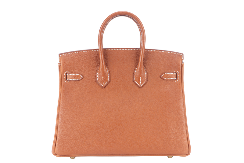 HERMES BIRKIN 25 FAUVE BARENIA FAUBOURG LEATHER STAMP K (YEAR 2025) GOLD HARDWARE WITH LOCK & KEYS, DUST COVER AND BOX