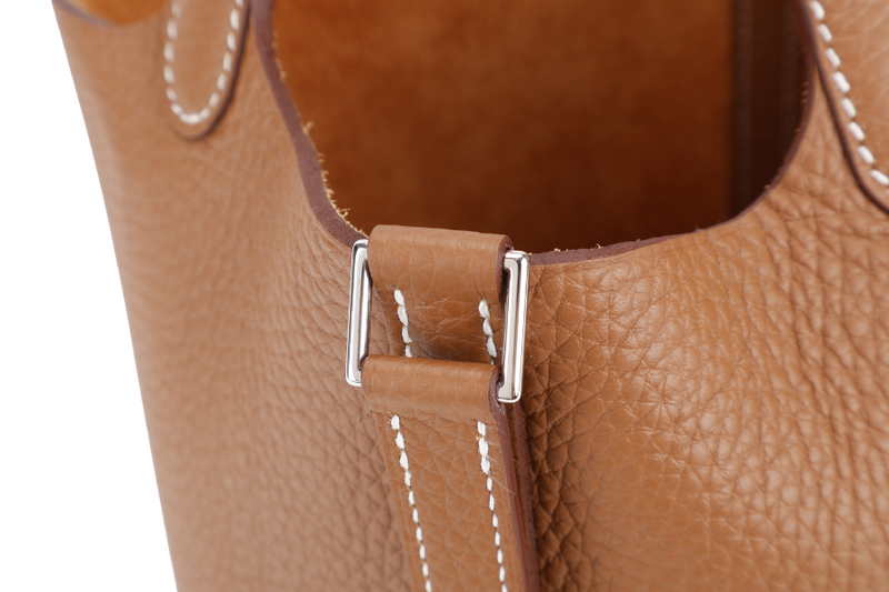 HERMES PICOTIN 18 CLEMENCE ECLAT TAURILLON GOLD ROSE SAKURA STAMP W (YEAR 2024) SILVER HARDWARE WITH LOCK&KEYS, DUST COVER, BOX AND PAPER BAG