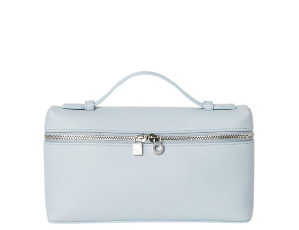 LORO PIANA L19 EXTRA POCKET LIGHT BLUE BELL SILVER HARDWARE WITH STRAP, DUST COVER & BOX