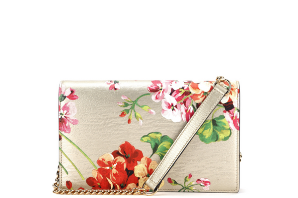 GUCCI BLOOM CHAIN WALLET (410114 493075) METALLIC GOLD LEATHER GOLD HARDWARE, NO DUST COVER & BOX