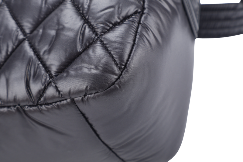 CHANEL SMALL COCOON MESSENGER BAG (1765xxxx) BLACK NYLON SILVER HARDWARE WITH CARD AND BOX