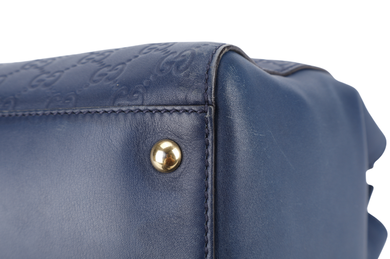 GUCCI GUCCISIMA SOFT SIGNATURE SHOULDER BAG BLUE CALF LEATHER GOLD HARDWARE NO DUST COVER