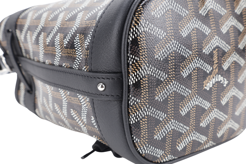 GOYARD PETIT FLOT MINI BUCKET BLACK SILVER HARDWARE WITH STRAPS AND DUST COVER