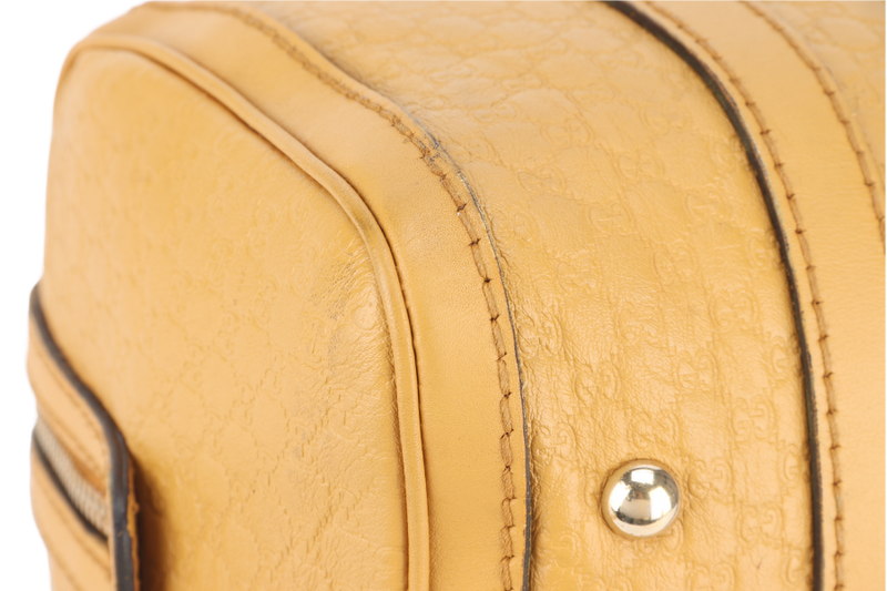 GUCCI MICROGUCCISSIMA JOY BOSTON BAG MUSTARD YELLOW LEATHER GOLD HARDWARE NO DUST COVER