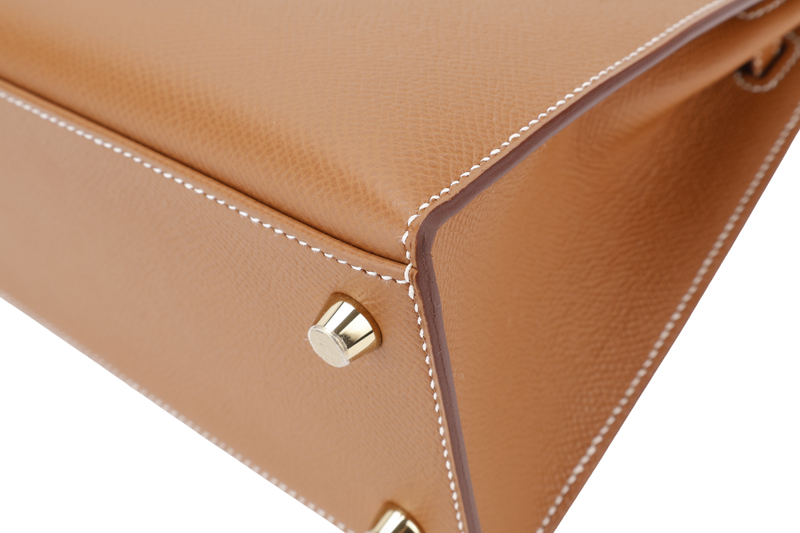 HERMES KELLY SELLIER 25 STAMP K (YEAR 2025) GOLD COLOR EPSOM LEATHER GOLD HARDWARE WITH STRAPS, LOCK&KEYS,DUST COVER AND BOX