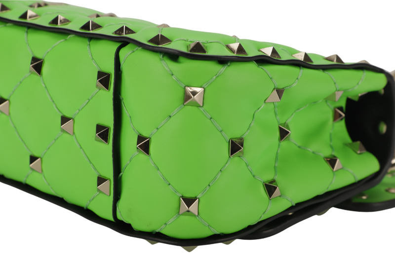 VALENTINO GARAVANI ROCKSTUD SPIKE MINI GREEN CALFSKIN CHAIN BAG SILVER HARDWARE NO DUST COVER