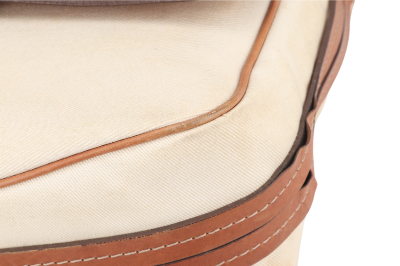 SALVATORE FERRAGAMO MESSENGER BAG SPRING 2012 MENSWEAR BROWN LEATHER WITH CANVAS SILVER HARDWARE NO DUST COVER
